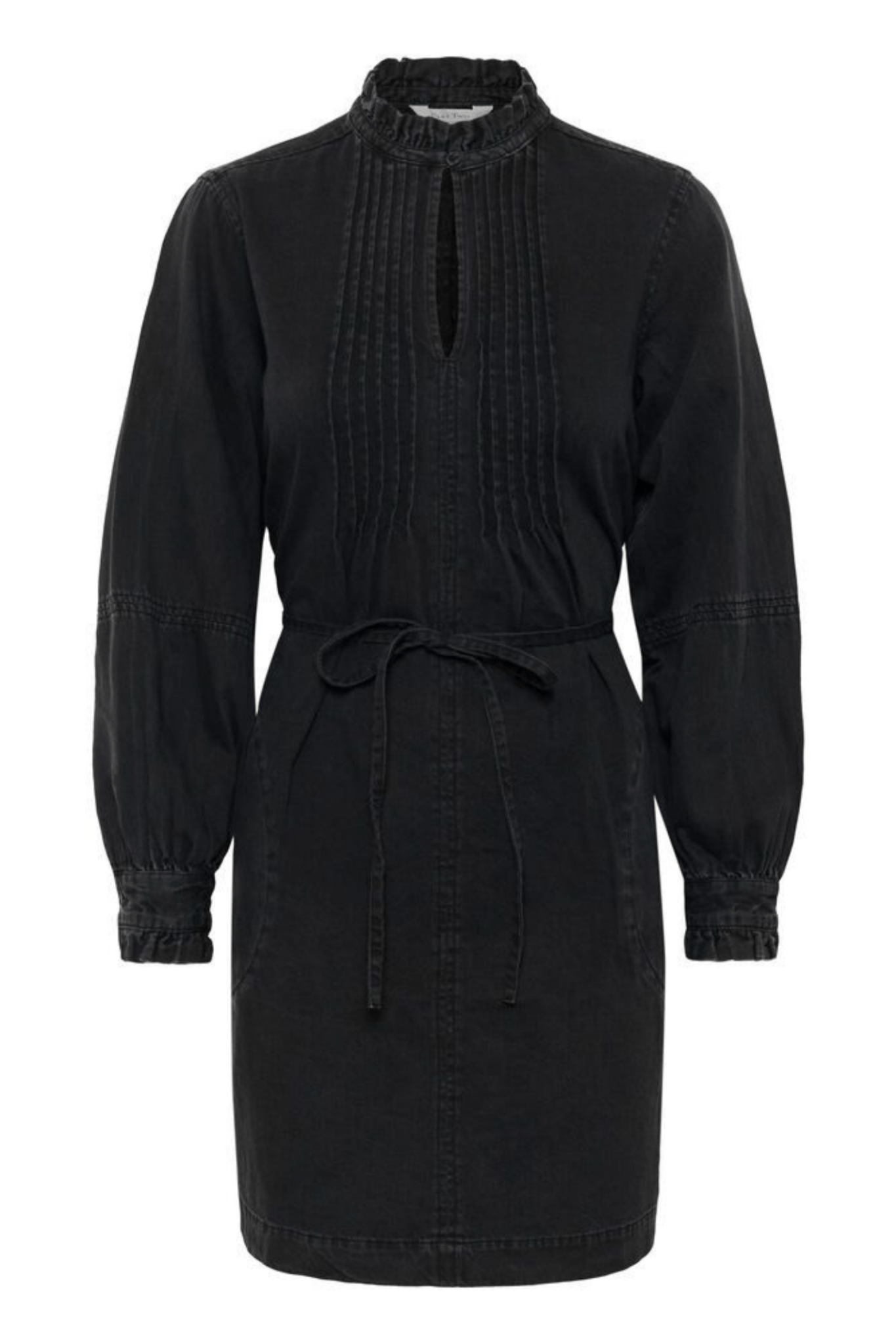 Part Two SarinePW washed black denim cotton dress with shirt collar and long sleeves – Dotique

