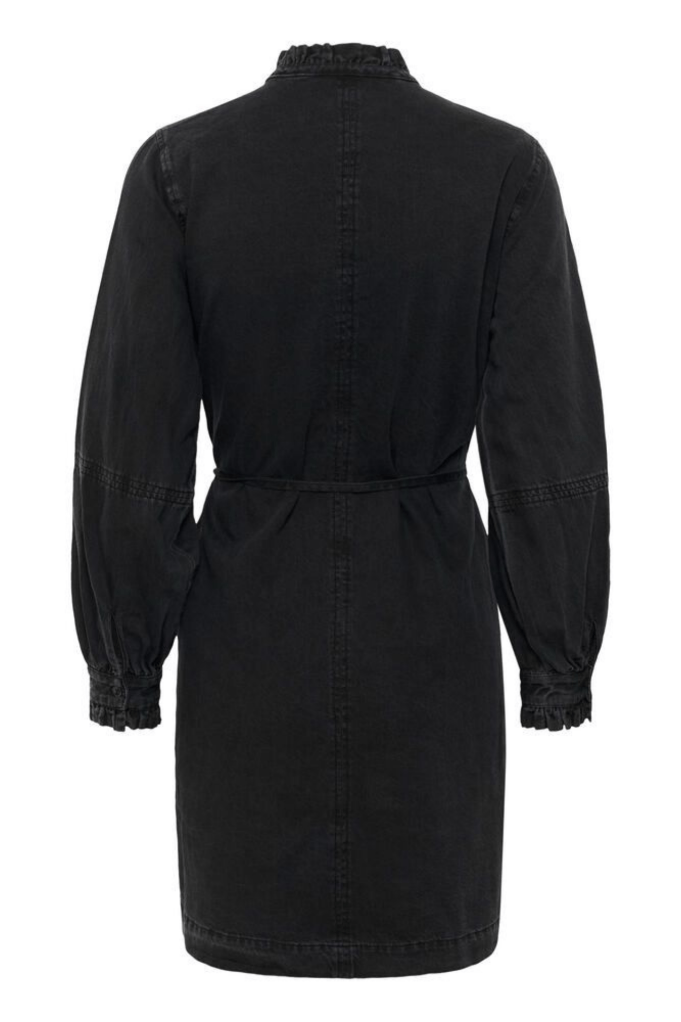Part Two SarinePW washed black denim cotton dress with shirt collar and long sleeves – Dotique

