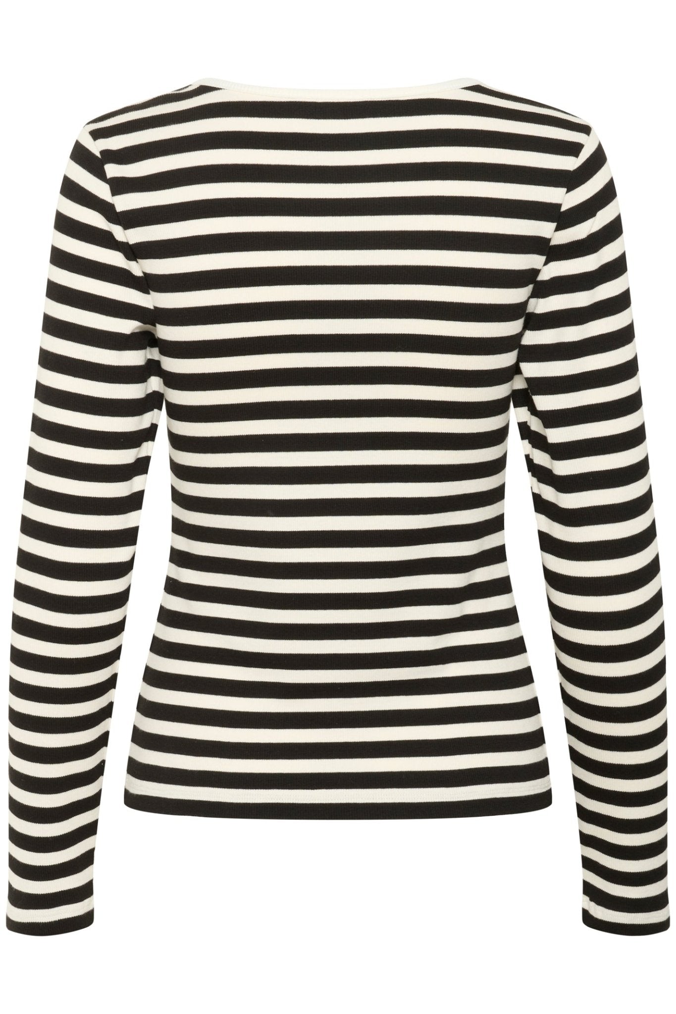 Part Two SassiaPW TS T-shirt in Black Stripe – cotton stretch slim fit striped tee with round neckline available at Dotique
