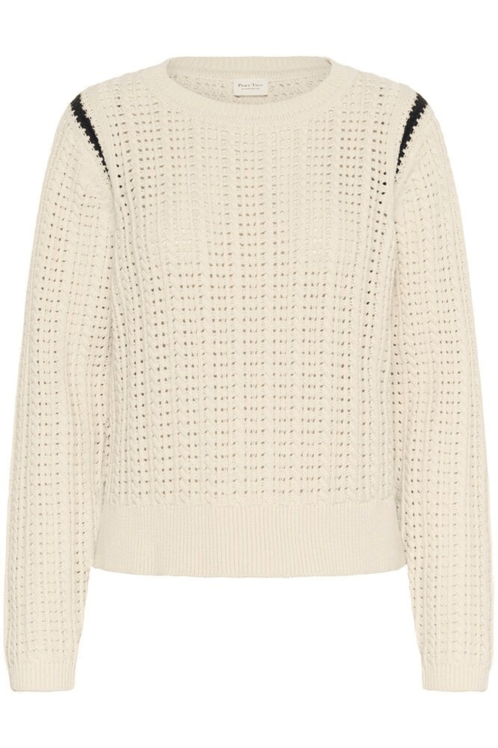 Part Two SeleniaPW whitecap grey jumper with dark navy stitch shoulder detail – Dotique