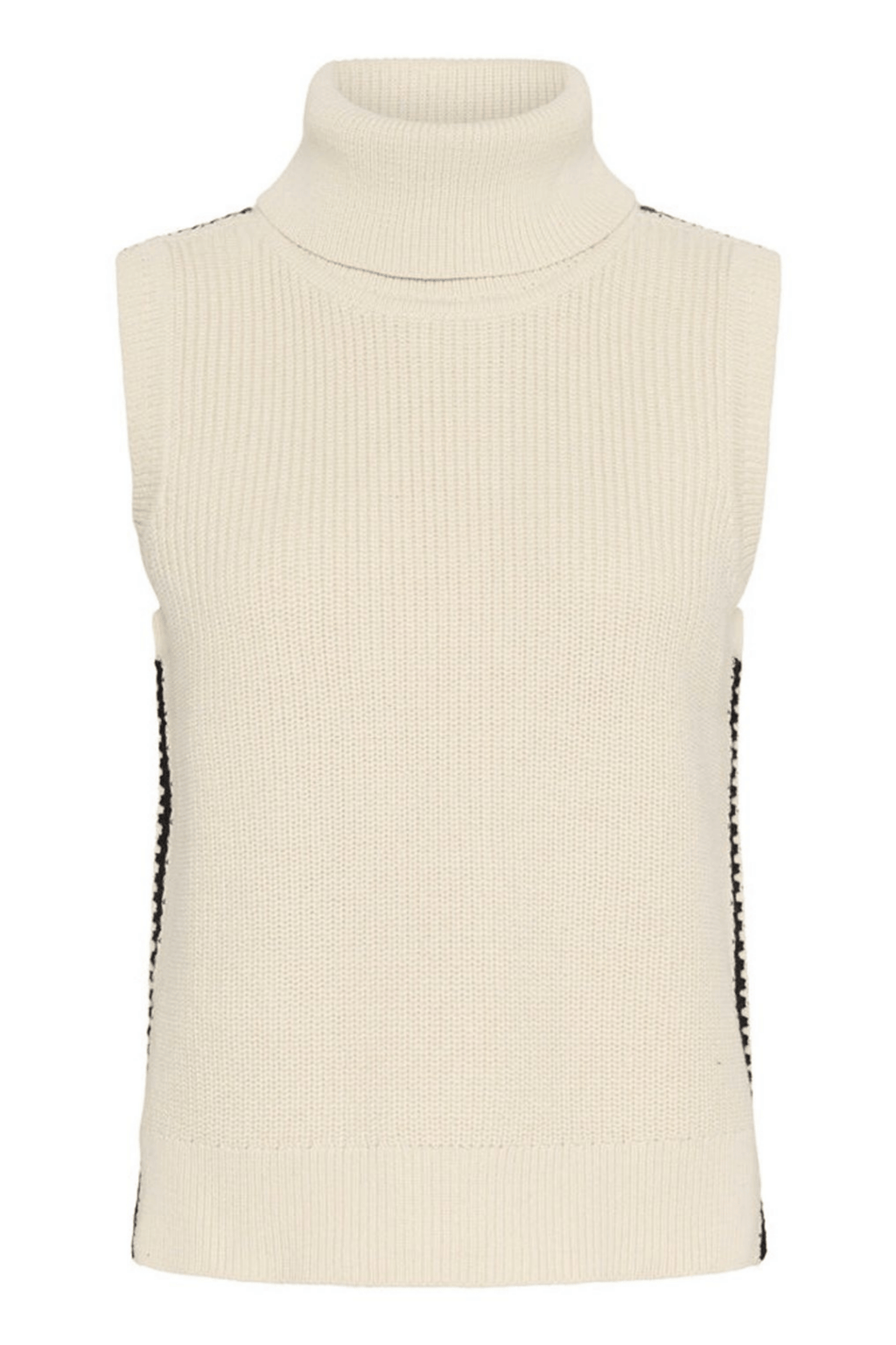 Part Two SellaPW cotton waistcoat in whitecap gray with dark navy stitch detail, available at Dotique

