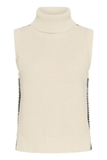 Part Two SellaPW cotton waistcoat in whitecap gray with dark navy stitch detail, available at Dotique

