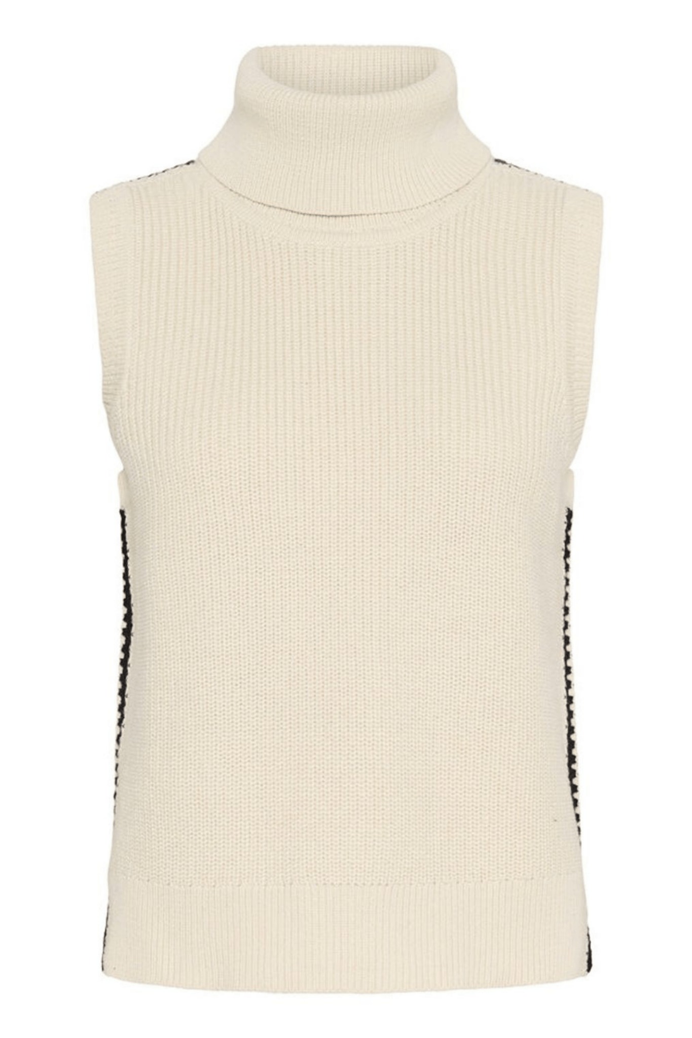 Part Two SellaPW cotton waistcoat in whitecap gray with dark navy stitch detail, available at Dotique

