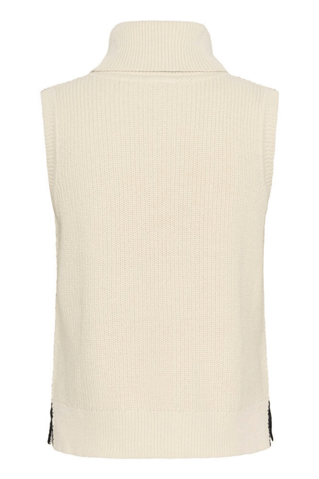 Part Two SellaPW cotton waistcoat in whitecap gray with dark navy stitch detail, available at Dotique

