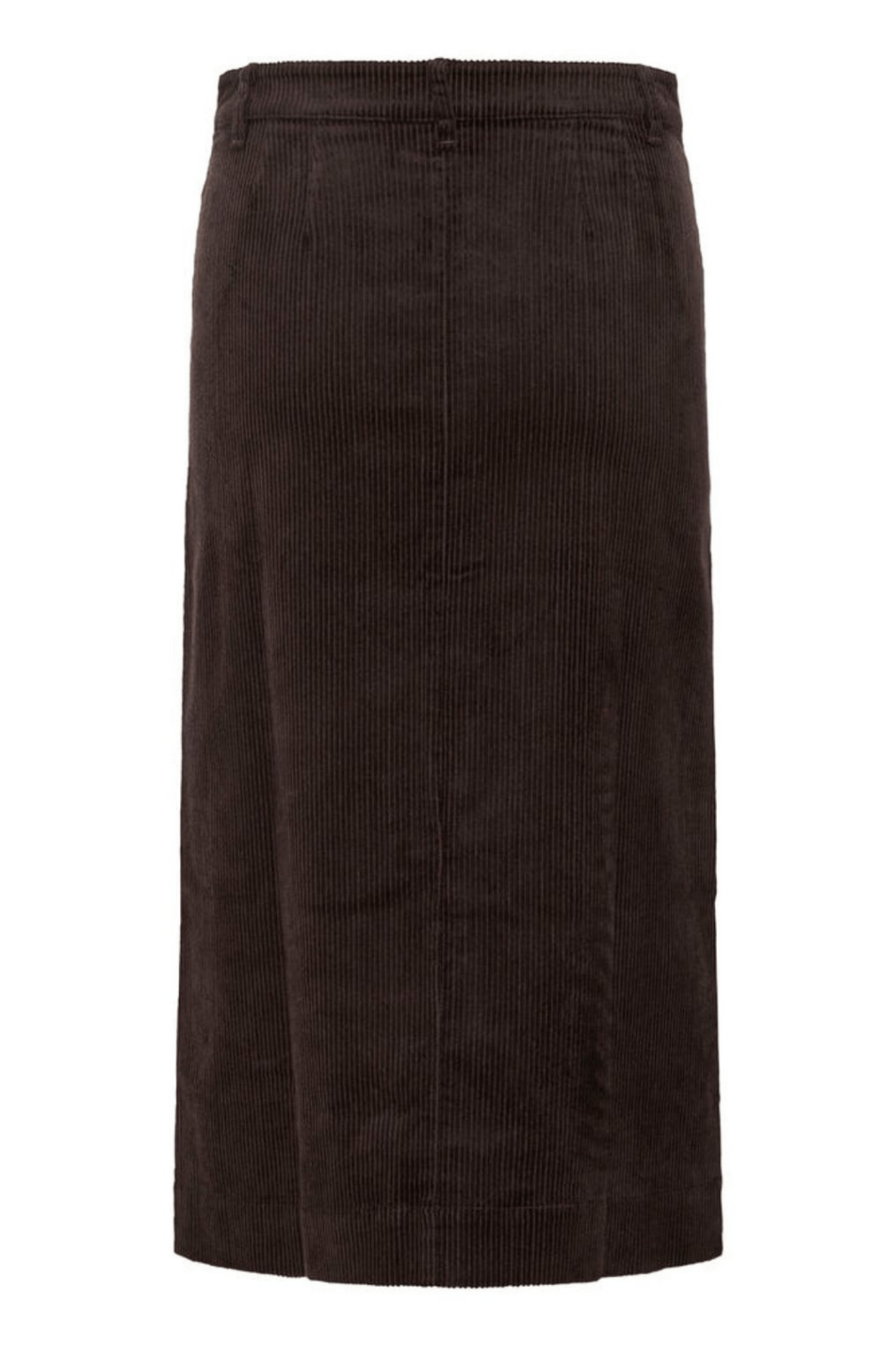 Part Two ShaylaPW cord midi skirt in ganache brown with button front, available at Dotique

