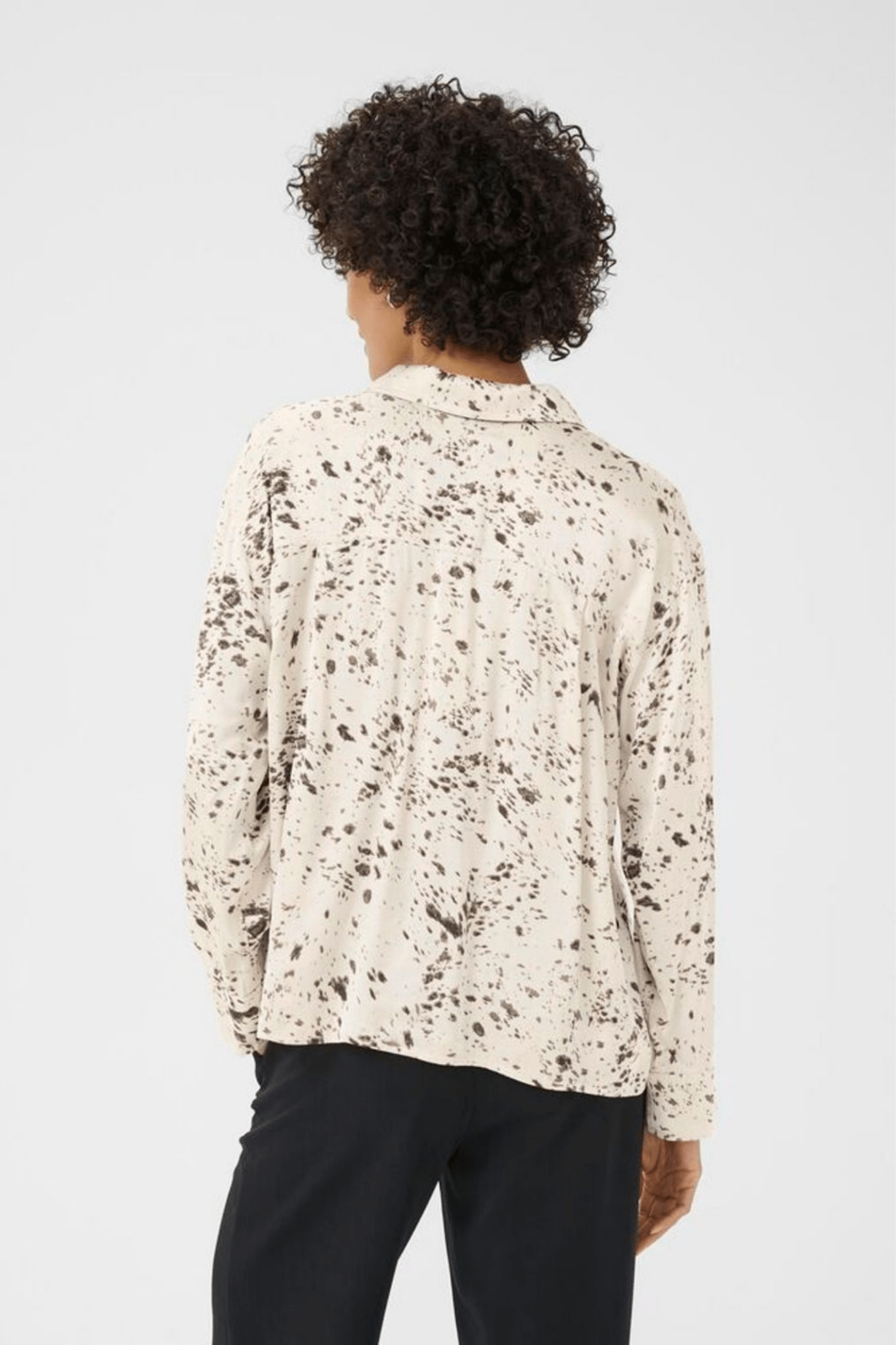 Part Two SheenaPW blouse in French oak scattered print with v-neckline, available at Dotique
