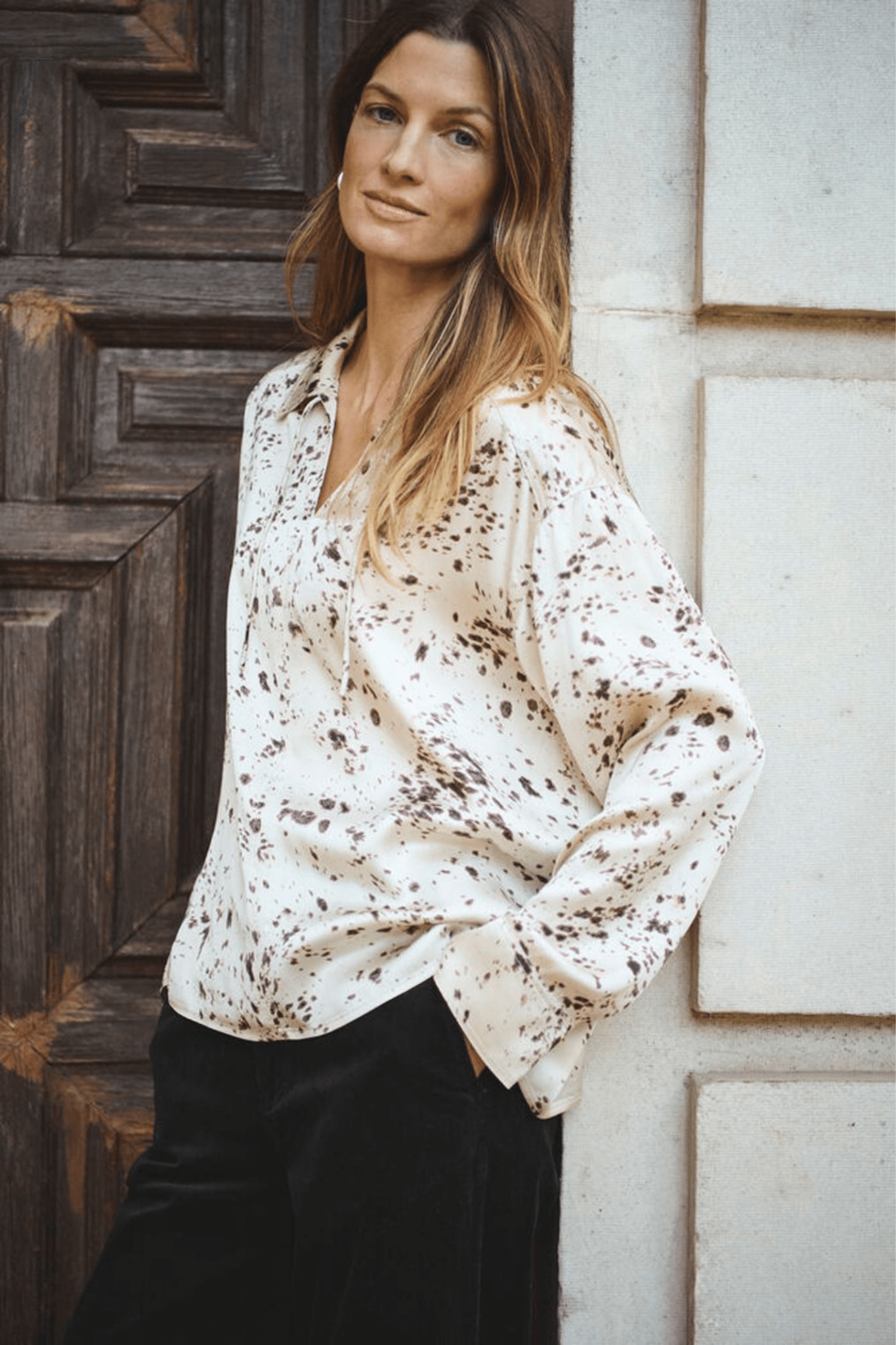 Part Two SheenaPW tarmac scattered texture print blouse long sleeve – Dotique

