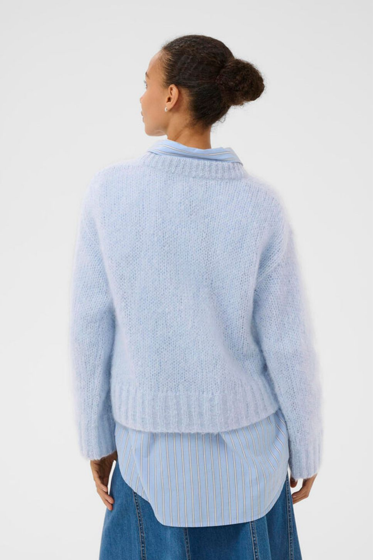 Soft mohair-blend jumper by Part Two in a calming heather blue. Lightweight, cosy and easy to style for everyday wear. Shop now at Dotique.