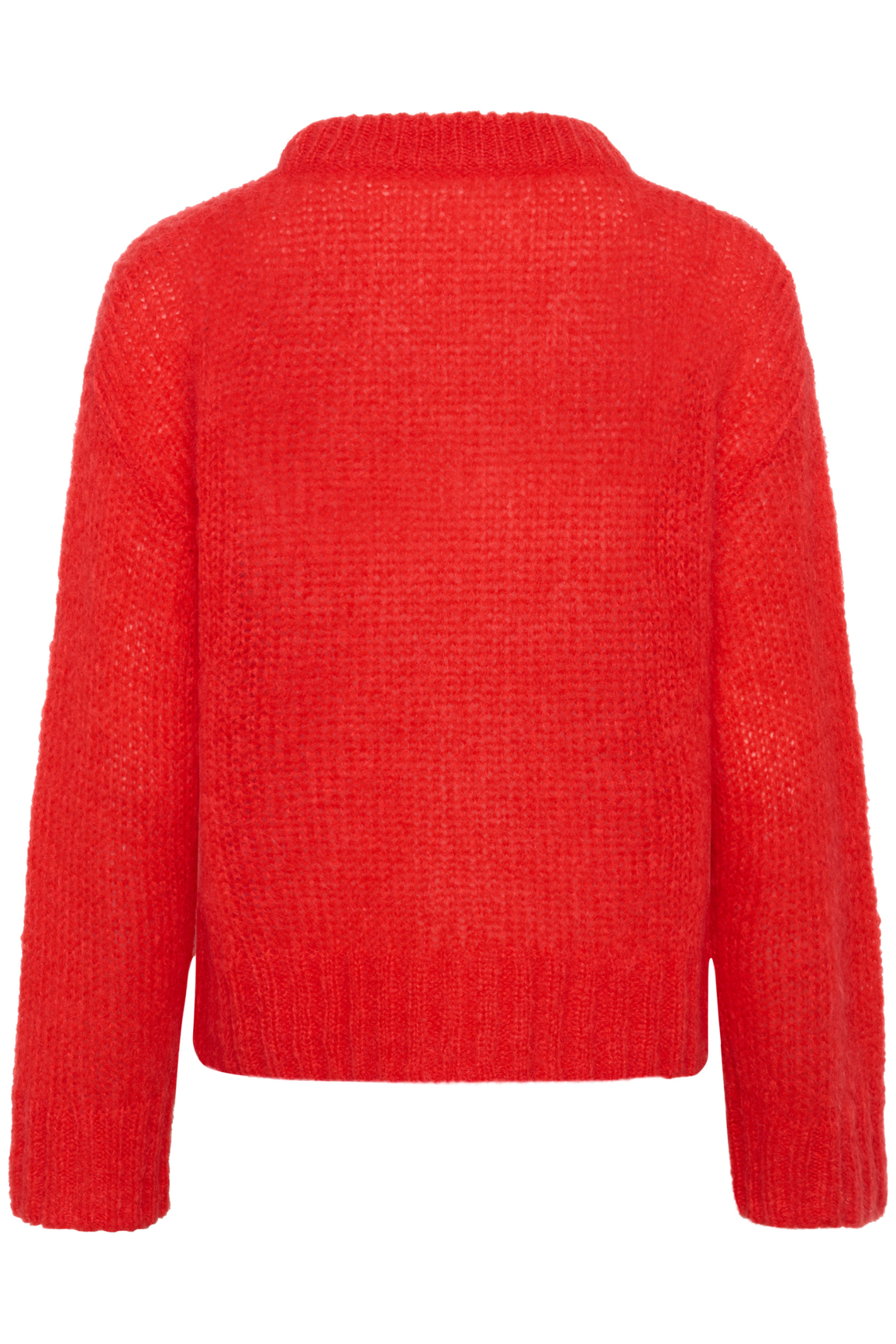Cosy mohair-blend jumper by Part Two in a vibrant poppy red. Soft, lightweight and easy to style for everyday wear. Shop now at Dotique.