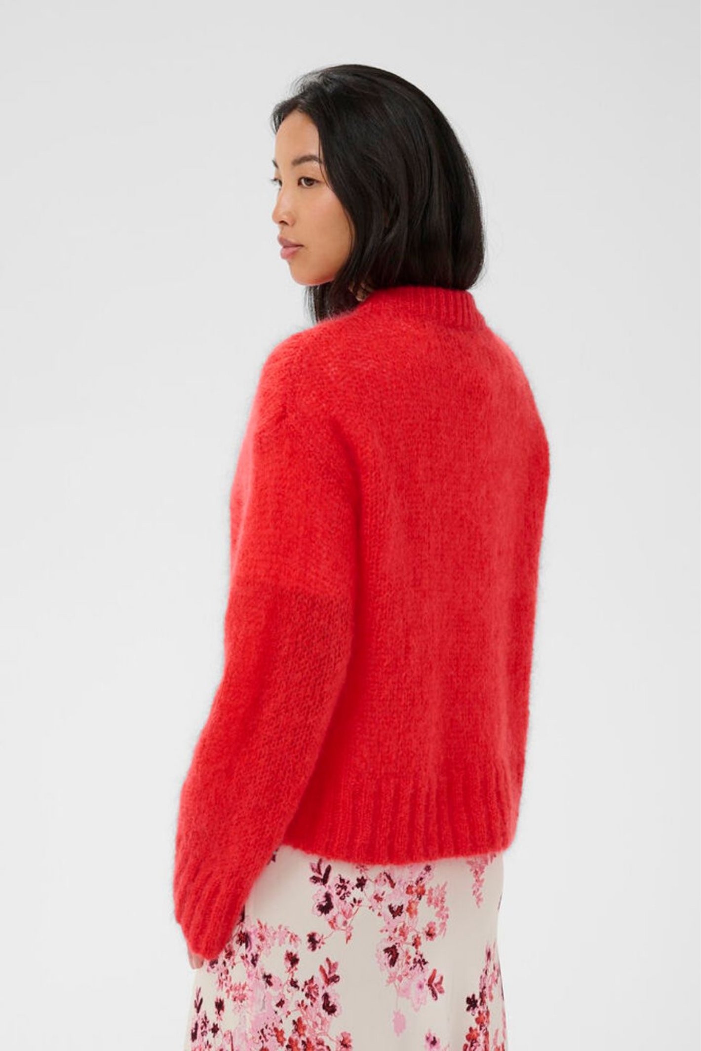 Cosy mohair-blend jumper by Part Two in a vibrant poppy red. Soft, lightweight and easy to style for everyday wear. Shop now at Dotique.