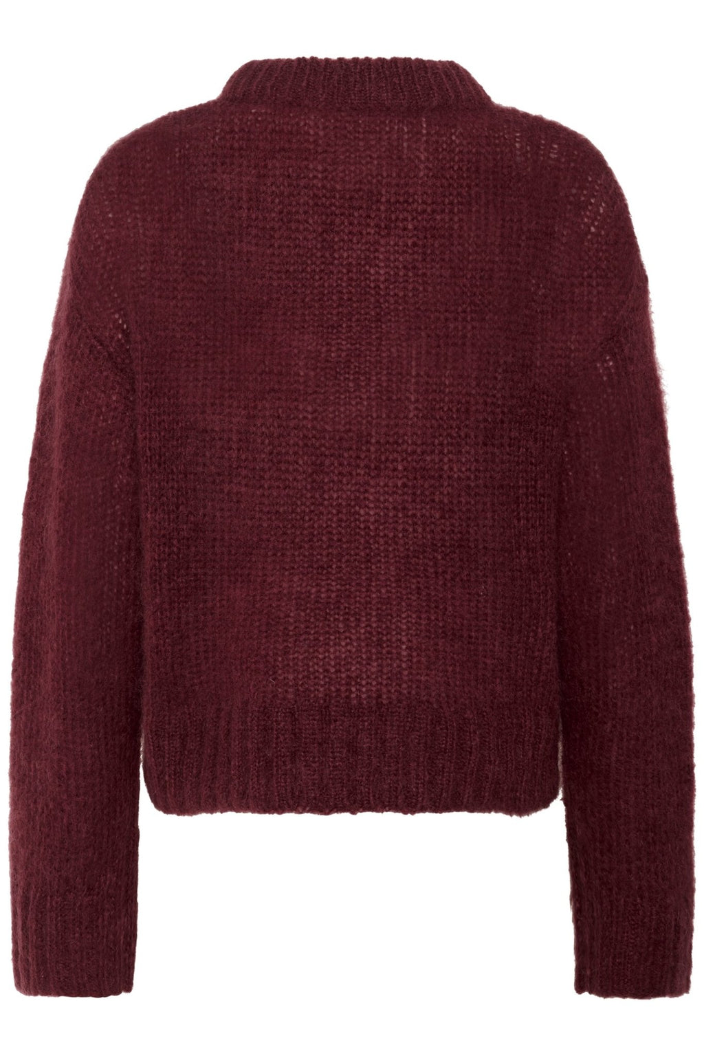 Part Two SillePW PU Jumper in Tawny Port – chunky knit mohair wool blend jumper in rich burgundy with ribbed trims available at Dotique
