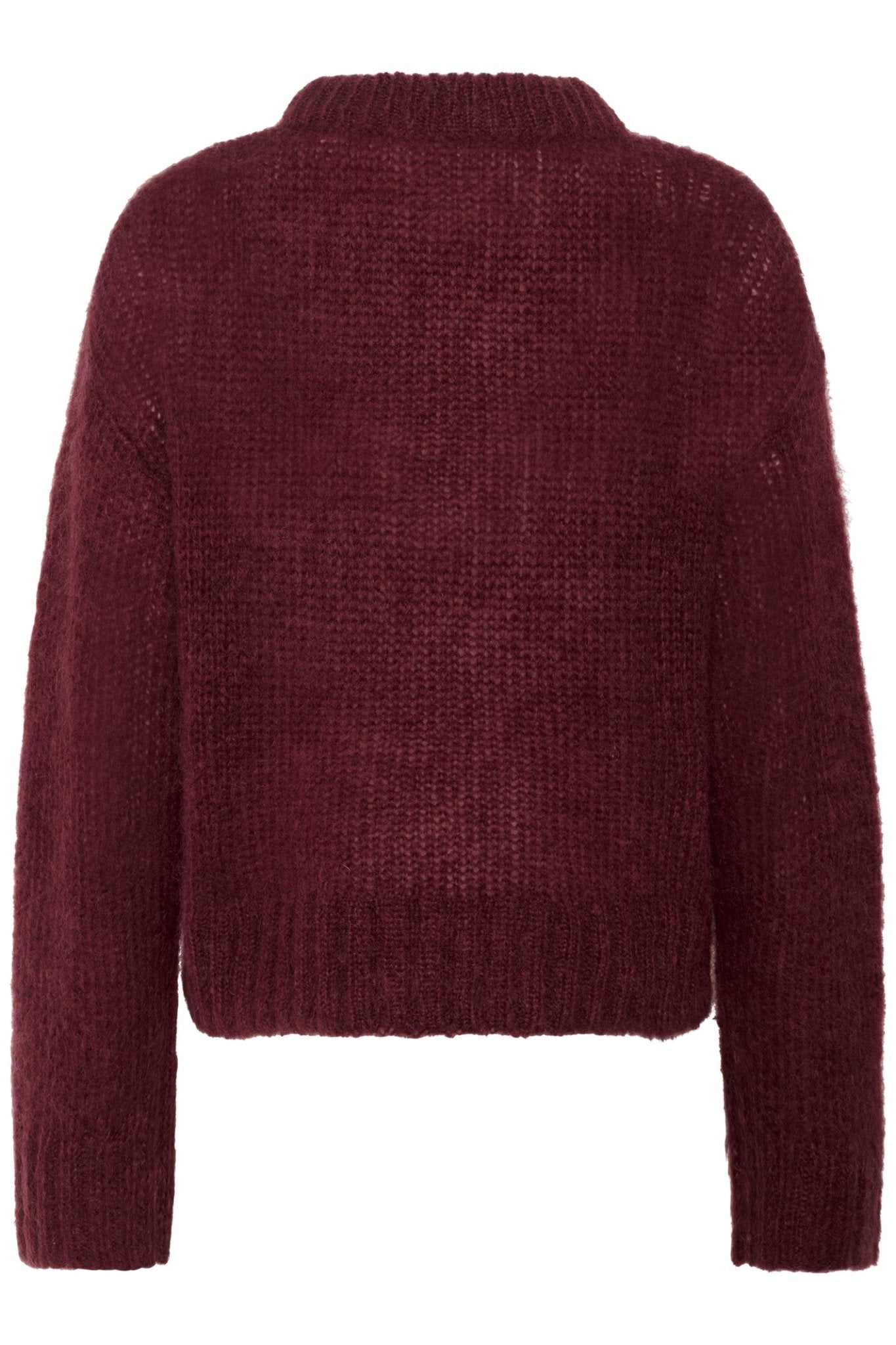 Part Two SillePW PU Jumper in Tawny Port – chunky knit mohair wool blend jumper in rich burgundy with ribbed trims available at Dotique
