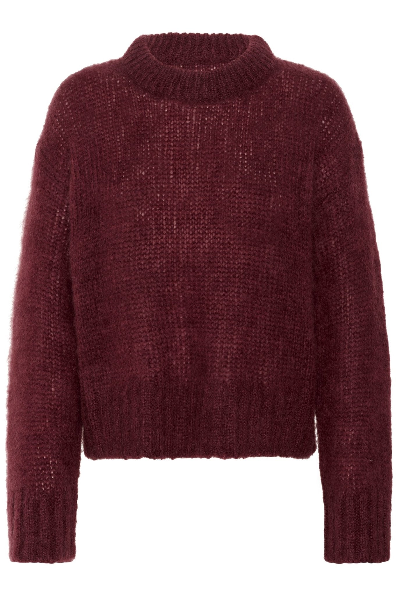 Part Two SillePW PU Jumper in Tawny Port – chunky knit mohair wool blend jumper in rich burgundy with ribbed trims available at Dotique
