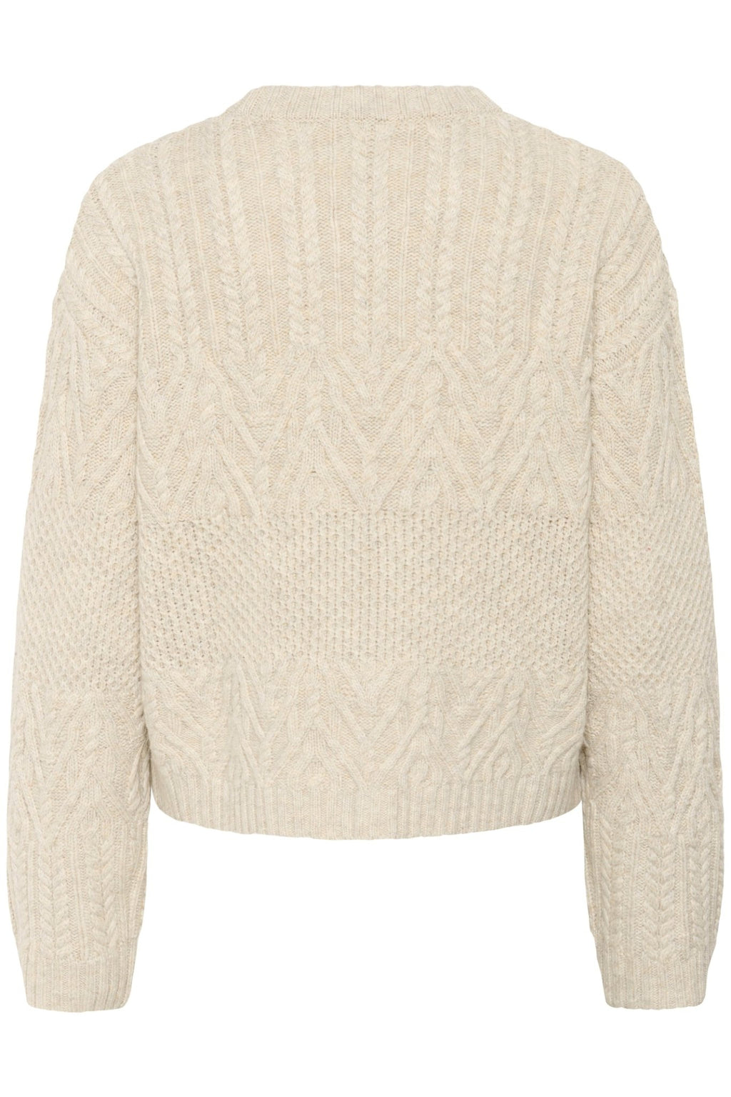 Part Two SindyPW PU Pullover in French Oak melange – cable knit jumper with crew neck, available at Dotique

