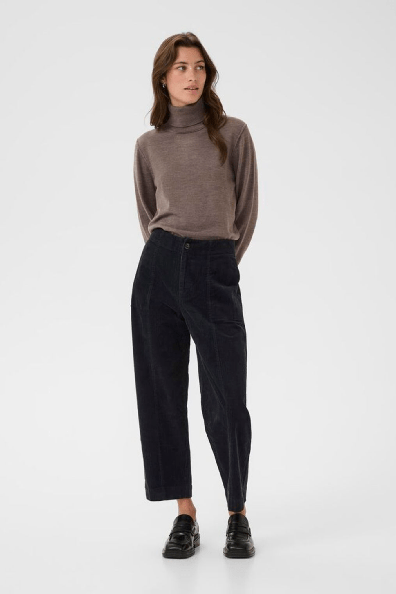 Part Two NettaPW PA cropped corduroy trousers dark navy – Dotique
