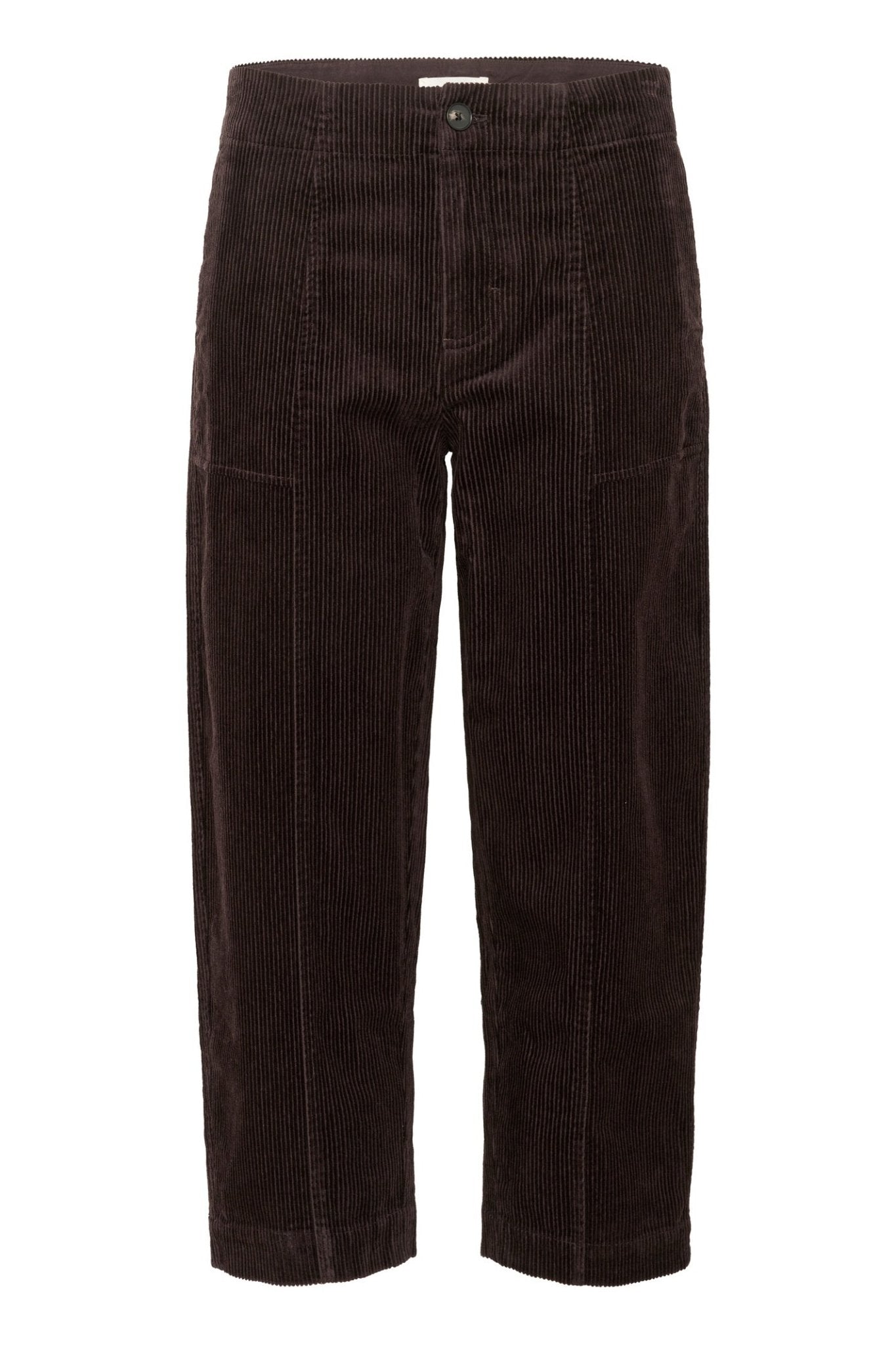 Part Two NettaPW PA Trousers in Ganache – brown corduroy straight leg trousers with front seam detail available at Dotique

