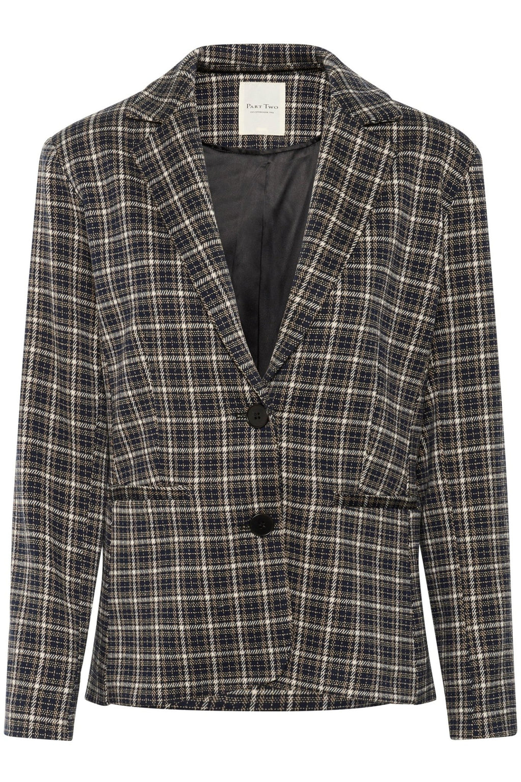Part Two VinekePW BZ Blazer in dark navy check at Dotique – tailored blazer with button closure and structured fit.


