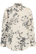 Part Two SvejaPW BL Shirt in dark navy botanical print at Dotique – cotton shirt with classic collar and button front.


