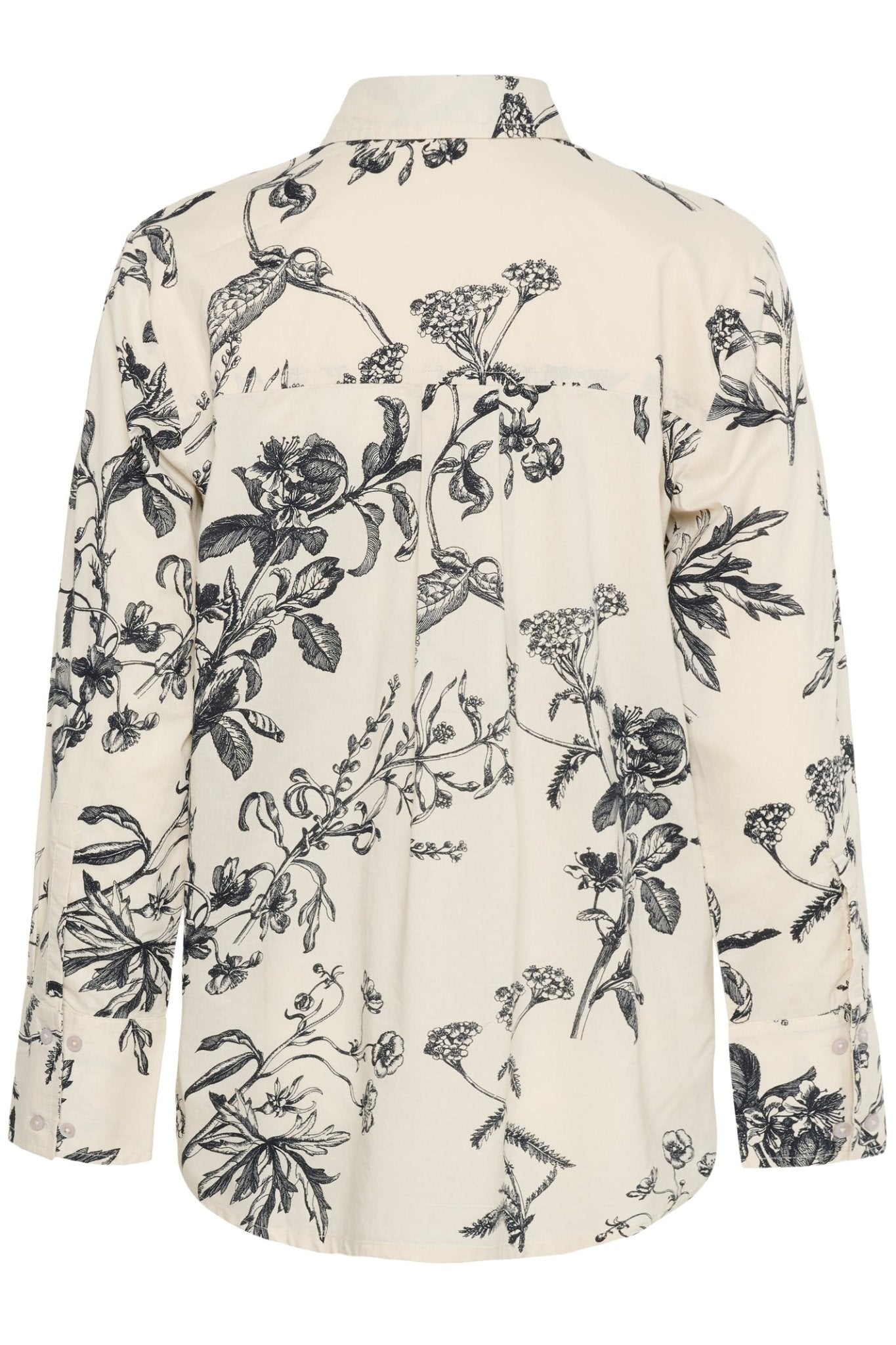 Part Two SvejaPW BL Shirt in dark navy botanical print at Dotique – cotton shirt with classic collar and button front.


