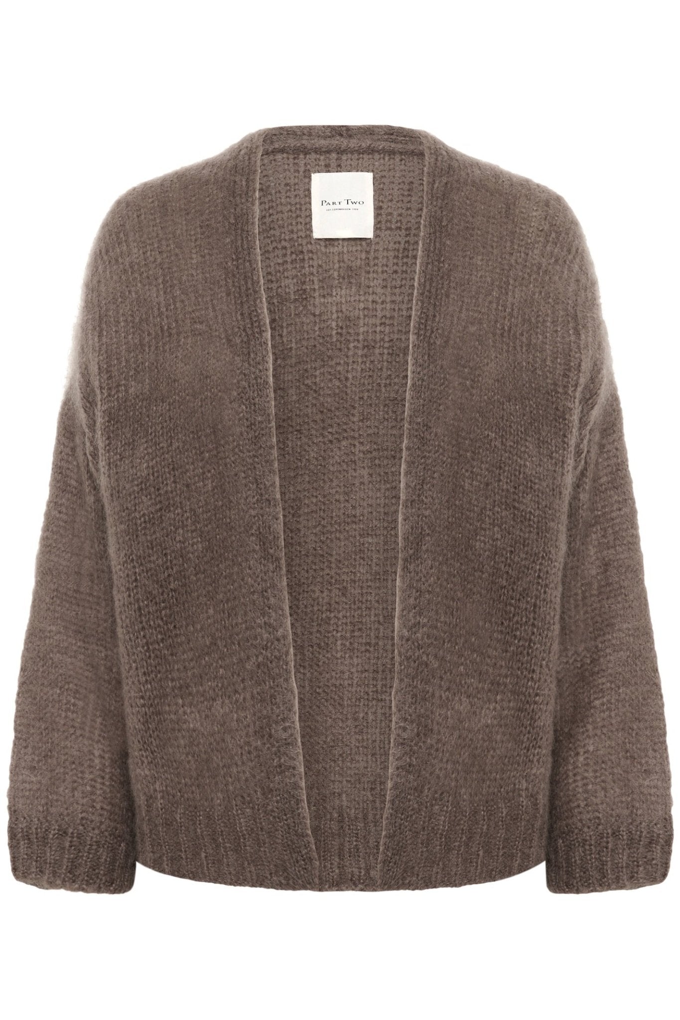 Part Two RastinaPW Falcon brown open-front cardigan mohair wool blend cosy knitwear Dotique