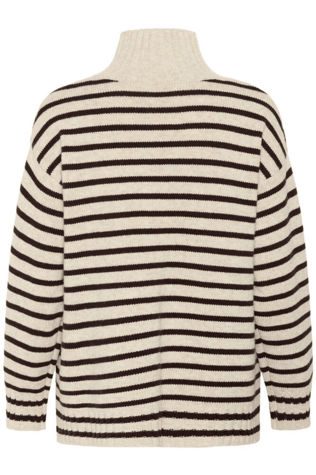Part Two LilyePW striped funnel neck jumper in French oak melange and ganache, available at Dotique