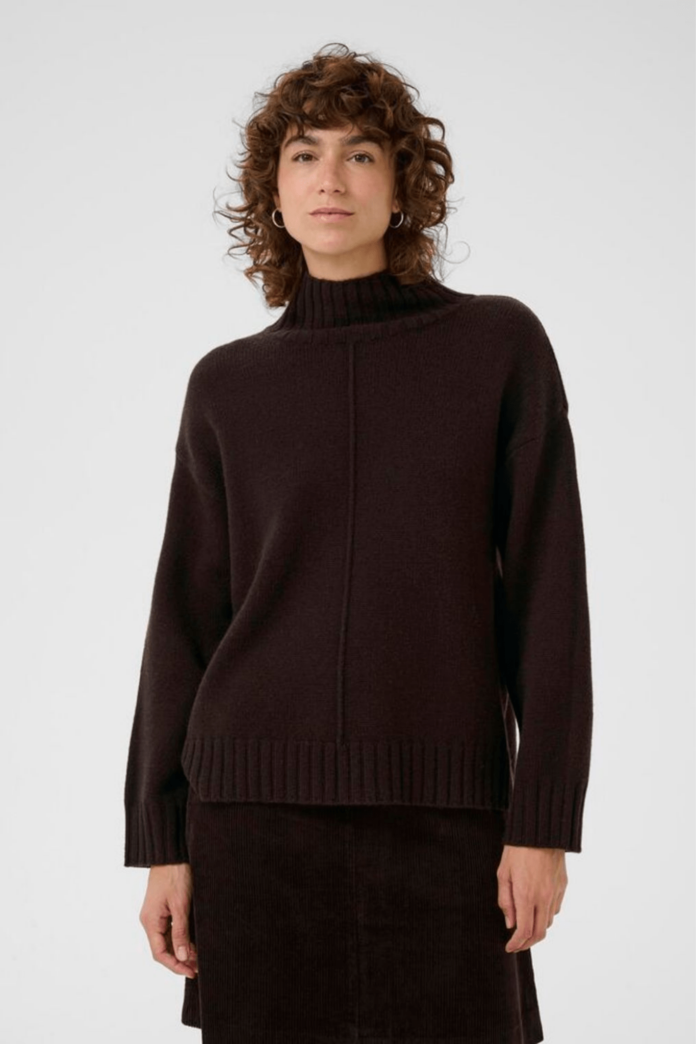 Part Two LilyePW ganache brown funnel neck jumper, available at Dotique