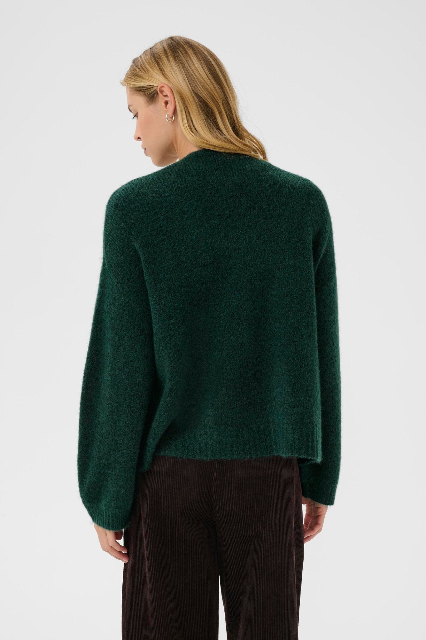 Part Two RastinaPW cardigan in deep sea moss green with open front, available at Dotique