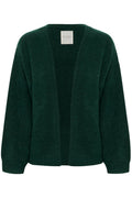 Part Two RastinaPW cardigan in deep sea moss green with open front, available at Dotique