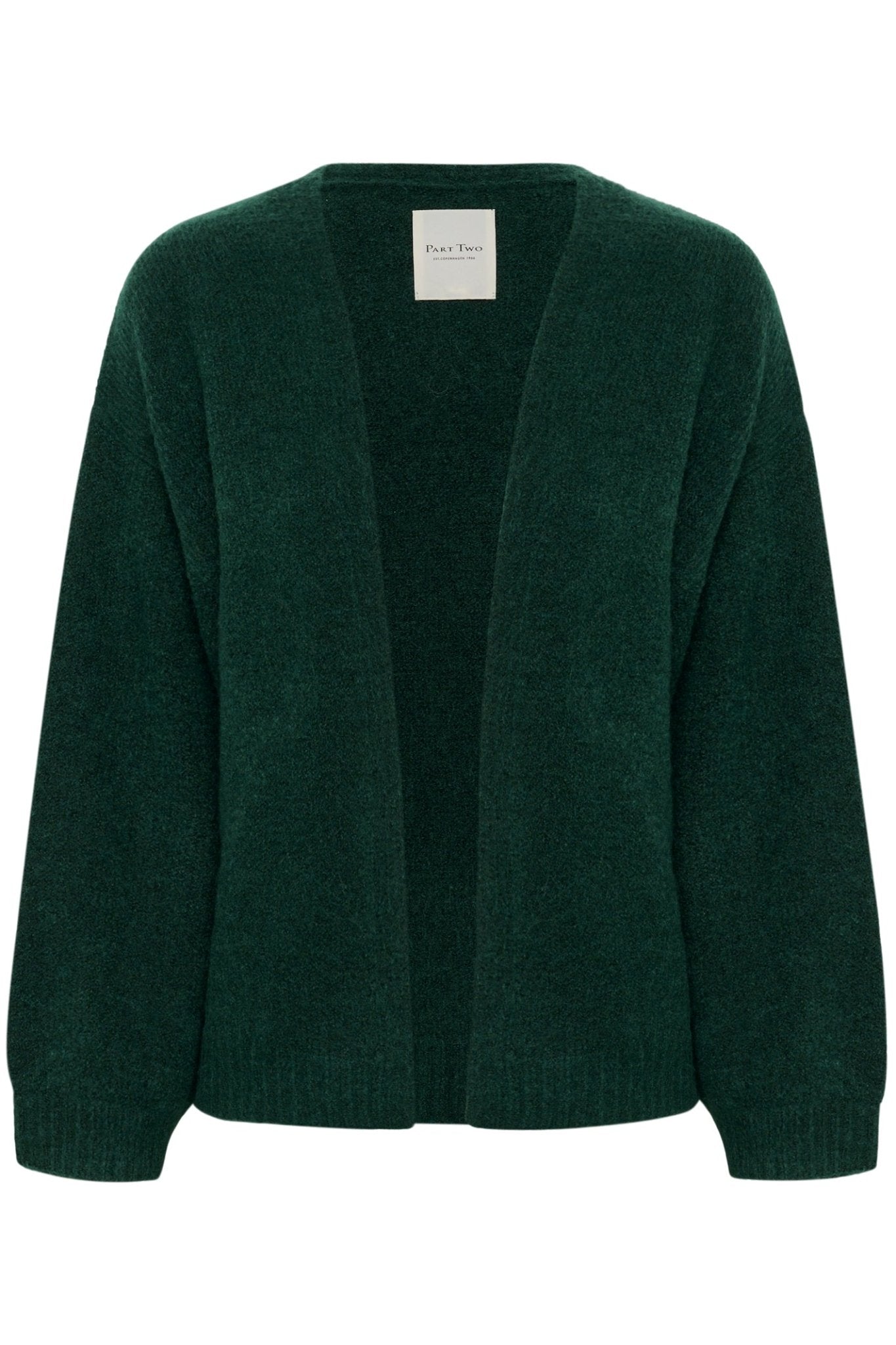Part Two RastinaPW cardigan in deep sea moss green with open front, available at Dotique