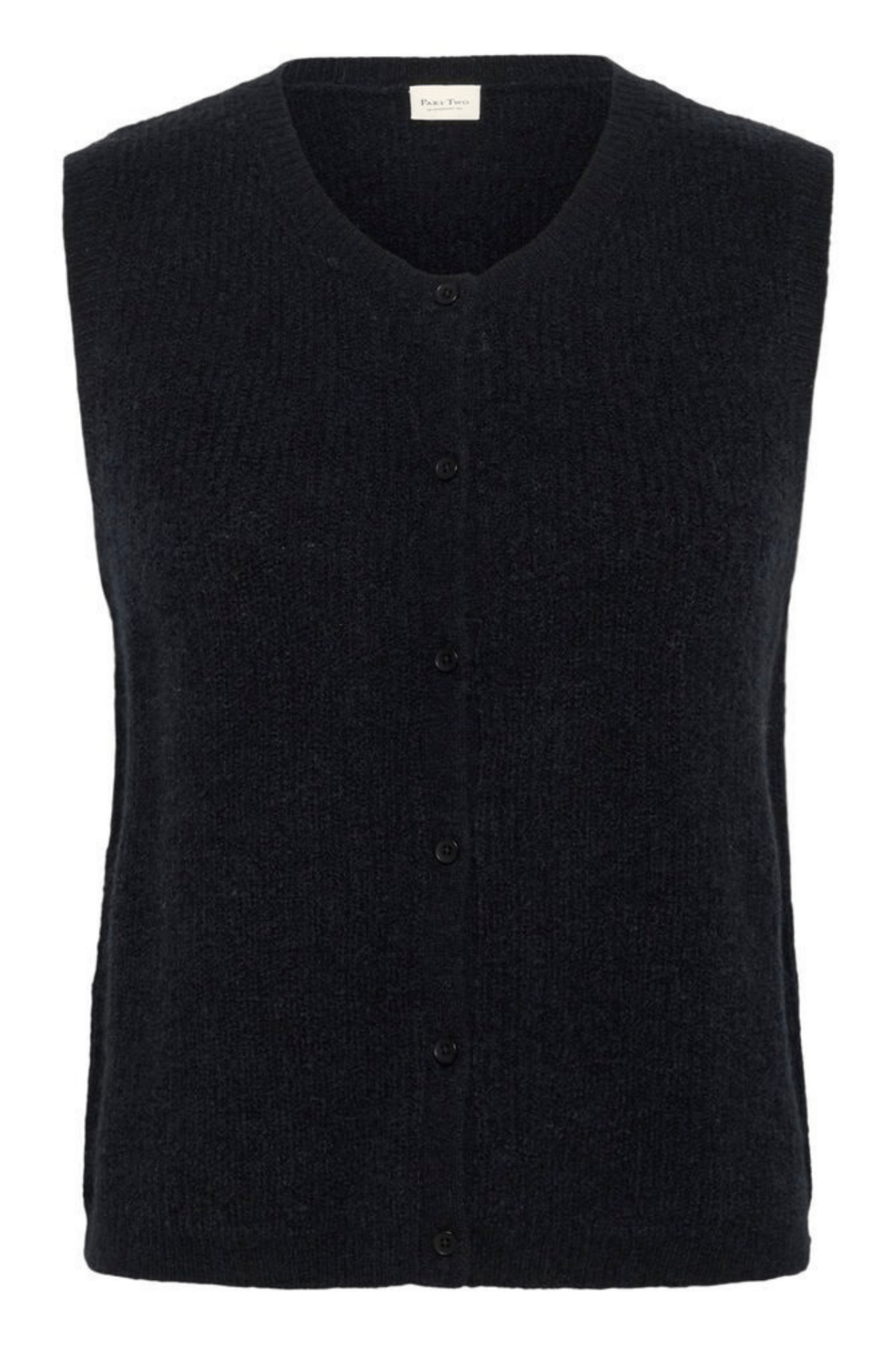 Part Two PimiraPW navy button waistcoat with soft knit texture, available at Dotique

