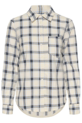 Organic cotton check shirt by Part Two in big dark navy tones. Relaxed, easy and perfect for everyday layering.