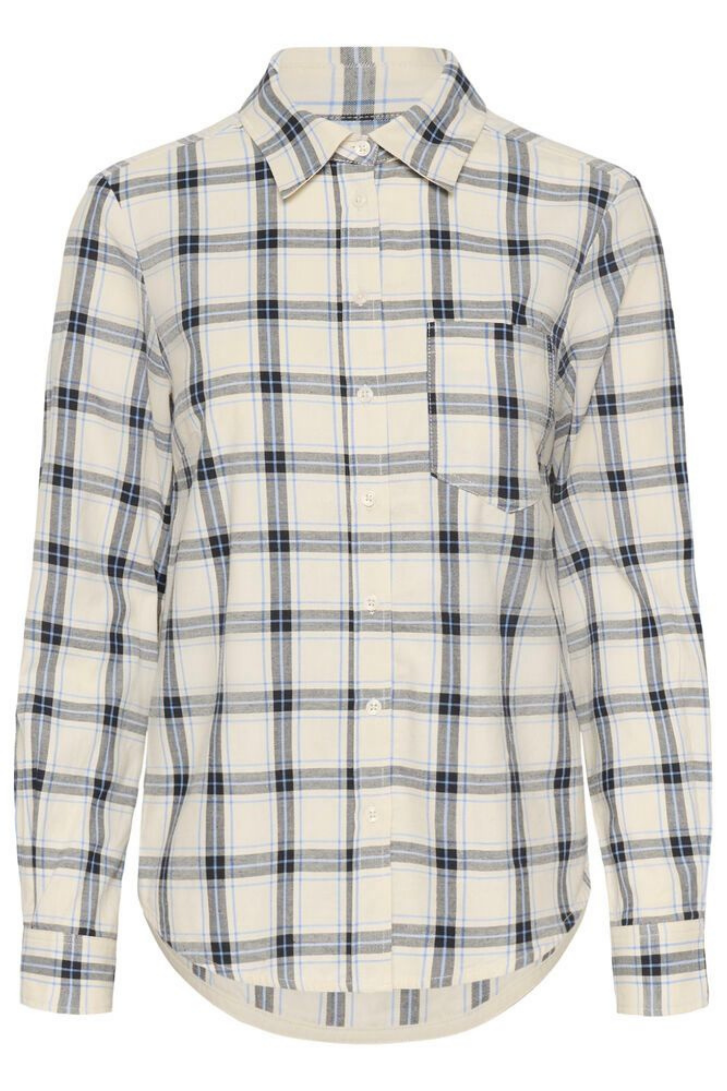 Organic cotton check shirt by Part Two in big dark navy tones. Relaxed, easy and perfect for everyday layering.