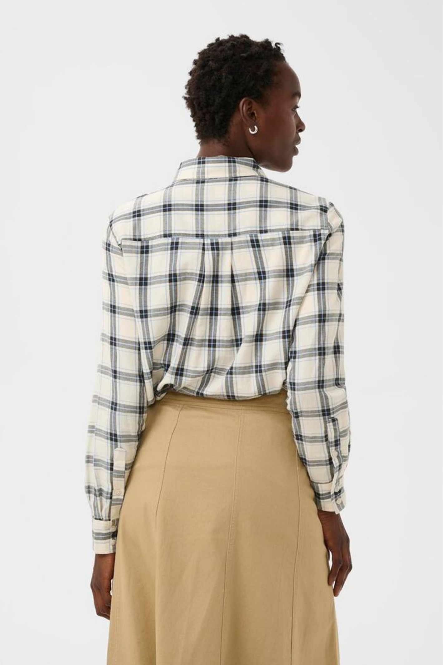 Organic cotton check shirt by Part Two in big dark navy tones. Relaxed, easy and perfect for everyday layering.