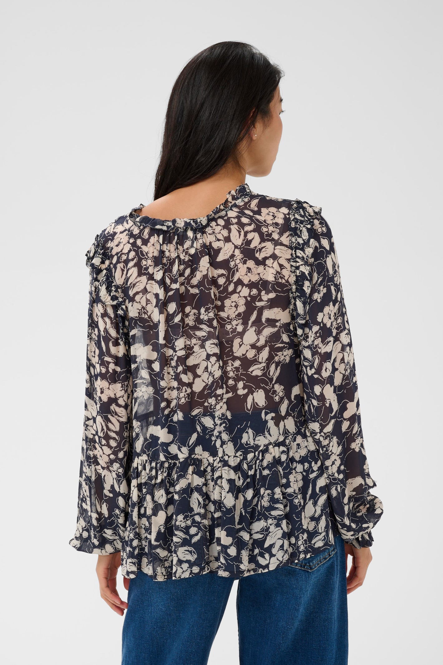 Part Two 30310376 AlfridaPW After Midnight Art Flower Blouse back view with floral design Shop Part Two at Dotique