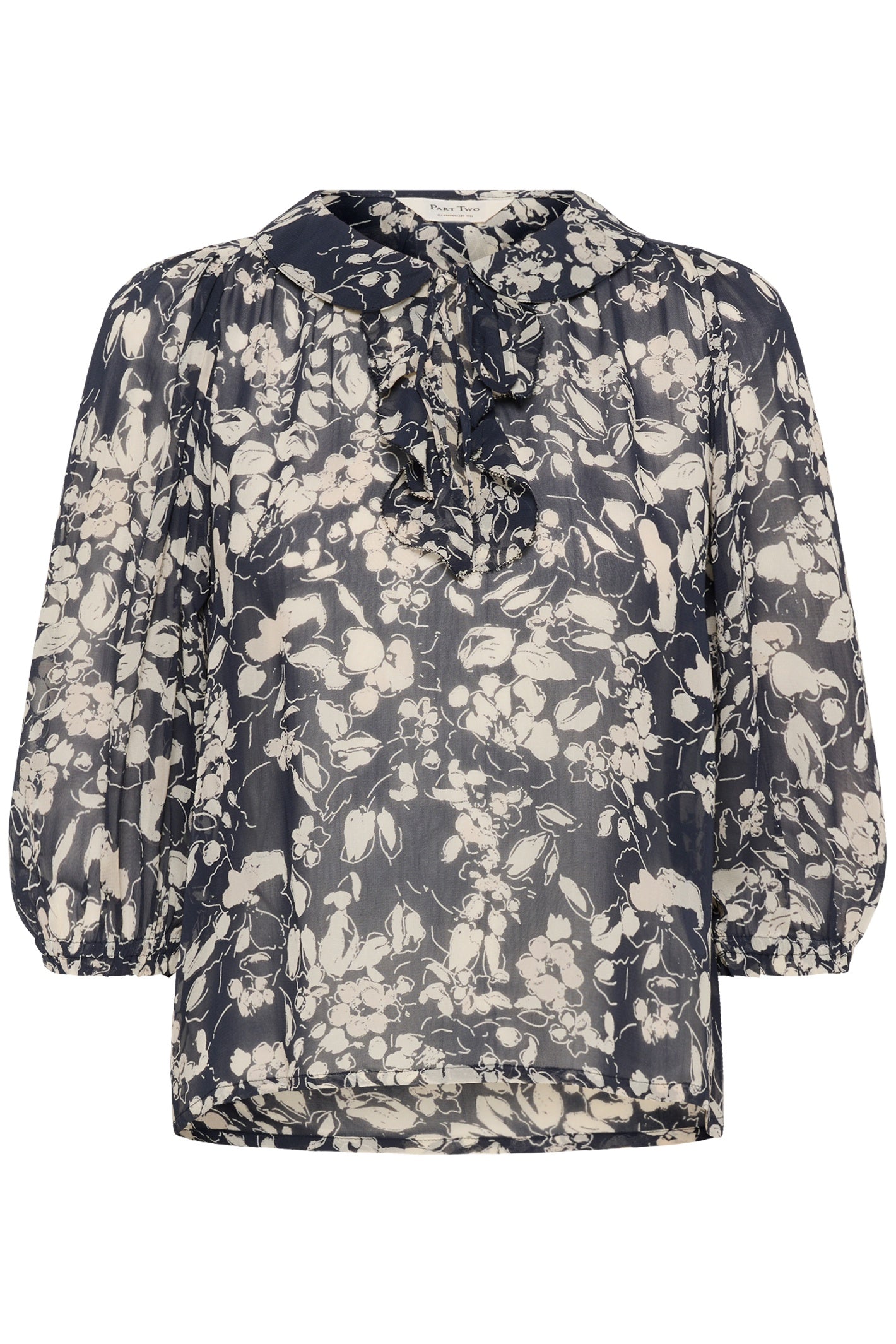 Front view of Part Two 30310377 AlviaPW After Midnight Art Flower Blouse by Part Two shop at Dotique