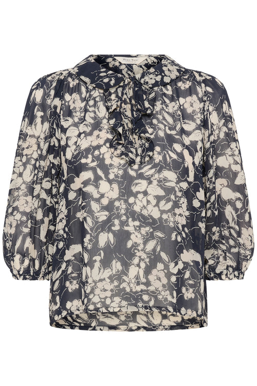 Front view of Part Two 30310377 AlviaPW After Midnight Art Flower Blouse by Part Two shop at Dotique