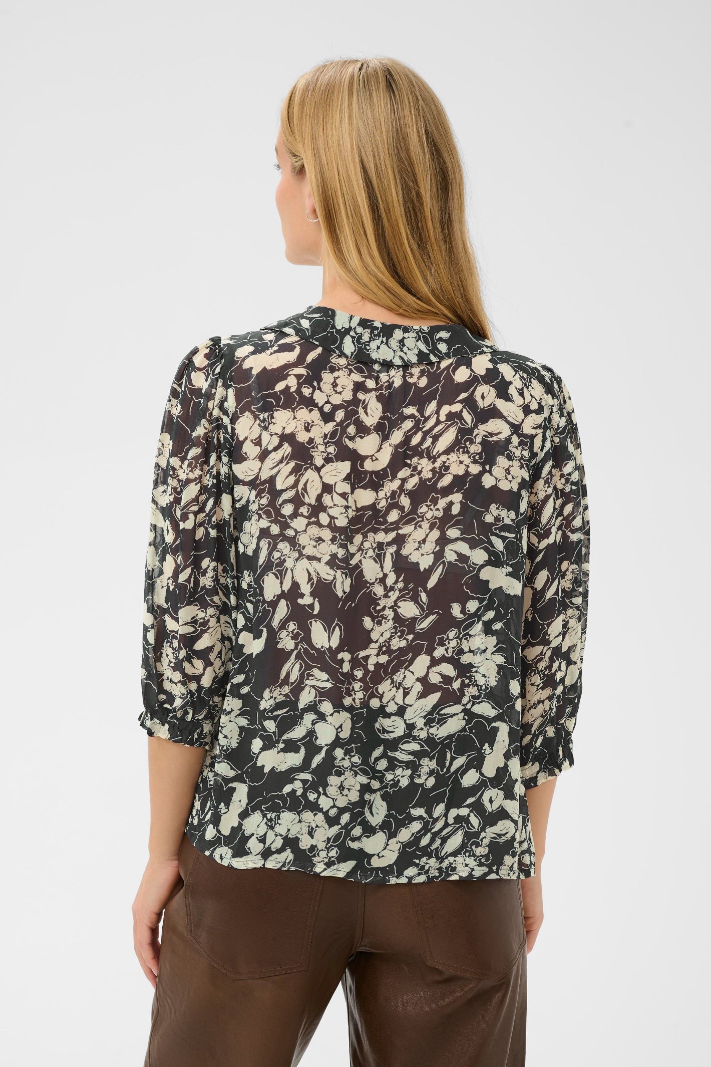 Rear view of Part Two 30310377 AlviaPW After Midnight Art Flower Blouse by Part Two shop at Dotique