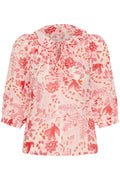 Front view of Part Two 30310377 AlviaPW Poppy Red Bird Print Blouse by Part Two shop at Dotique