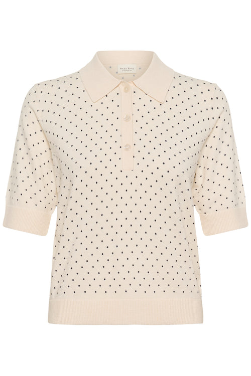 Front view of Part Two 30310393 AnettiPW Dark Navy Dot Print Jumper by Part Two shop the Part Two collection at Dotique