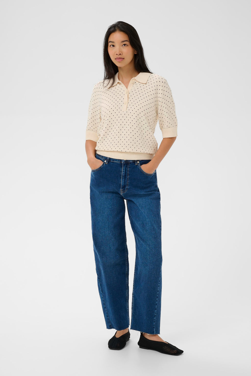 Part Two 30310393 AnettiPW Dark Navy Dot Print Jumper