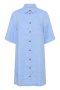 Front view of Part Two 30310406 SardiaePW Serenity Dress in light blue linen by Part Two shop at Dotique