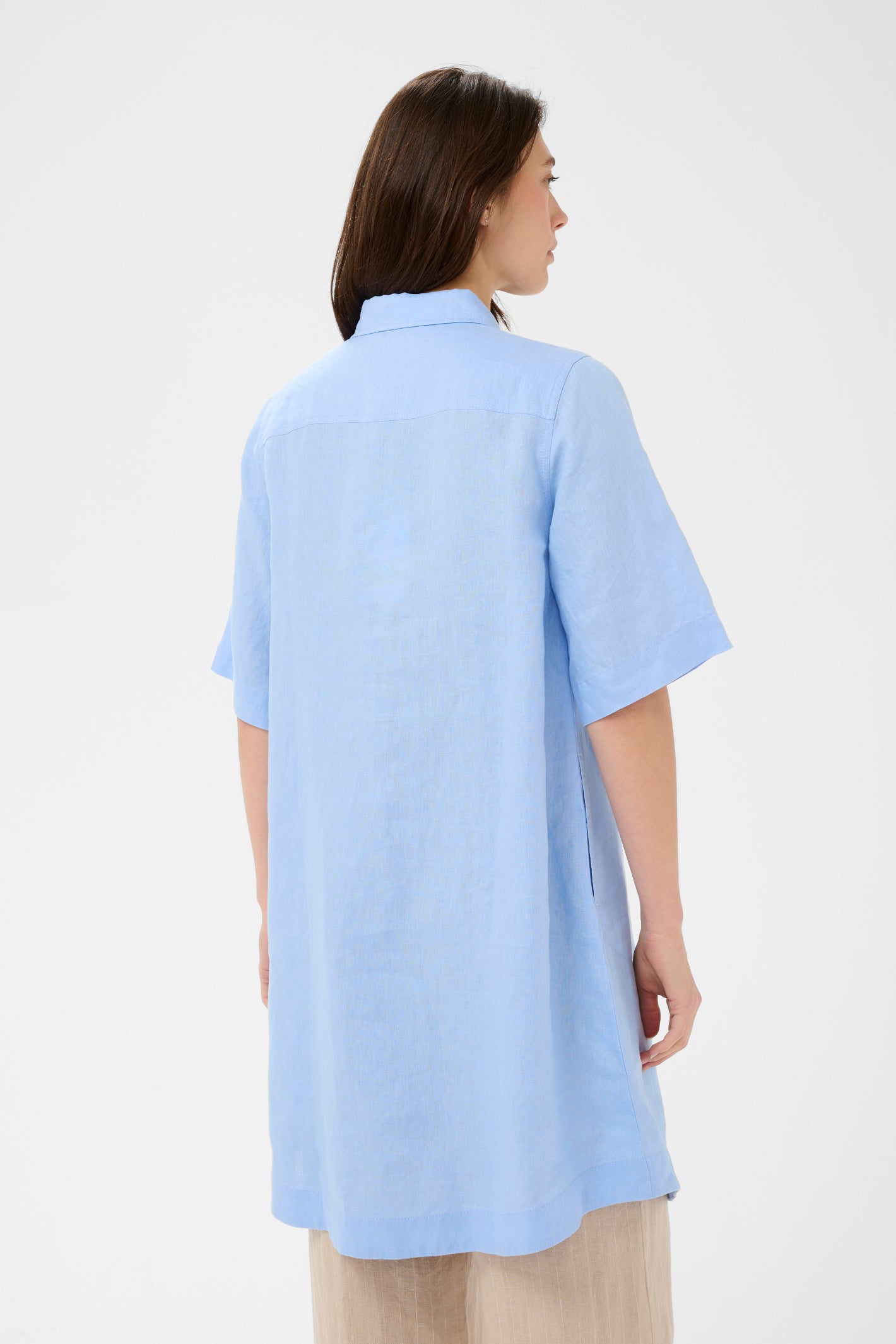 Back view of Part Two 30310406 SardiaePW Serenity Dress in light blue linen by Part Two shop the Part Two collection at Dotique