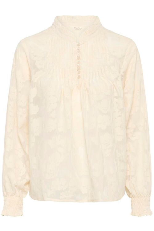 Front view of Part Two 30310661 ZayanPW Whisper White Blurred Flower Blouse by Part Two shop at Dotique