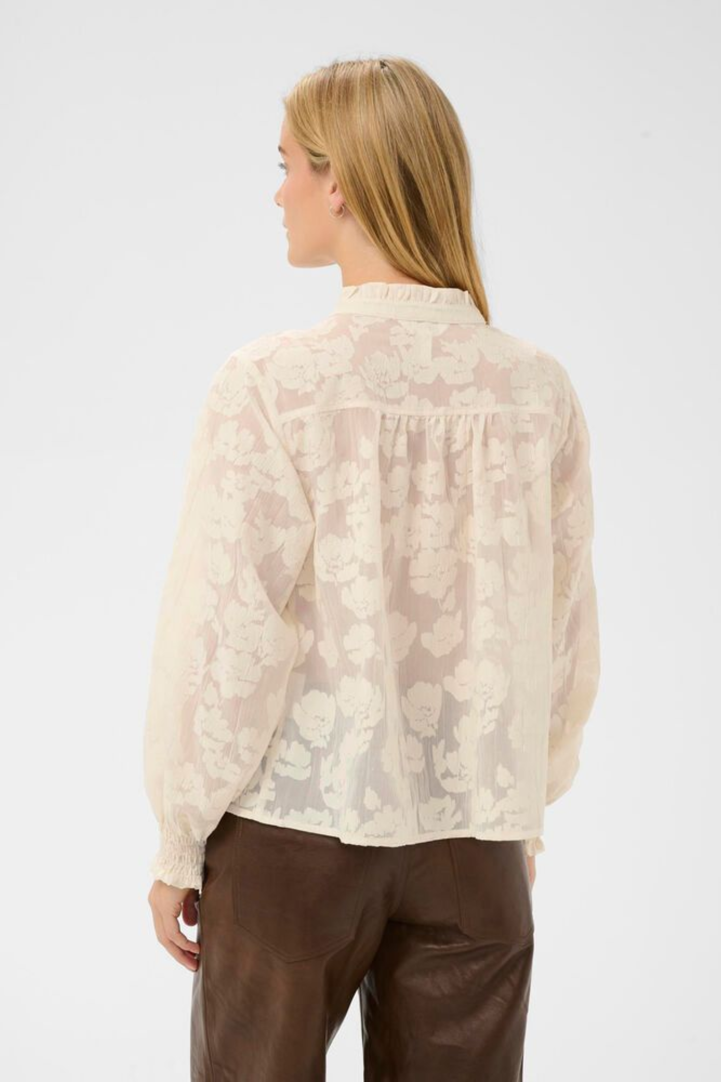 Rear view of Part Two 30310661 ZayanPW Whisper White Blurred Flower Blouse by Part Two, shop Part Two at Dotique