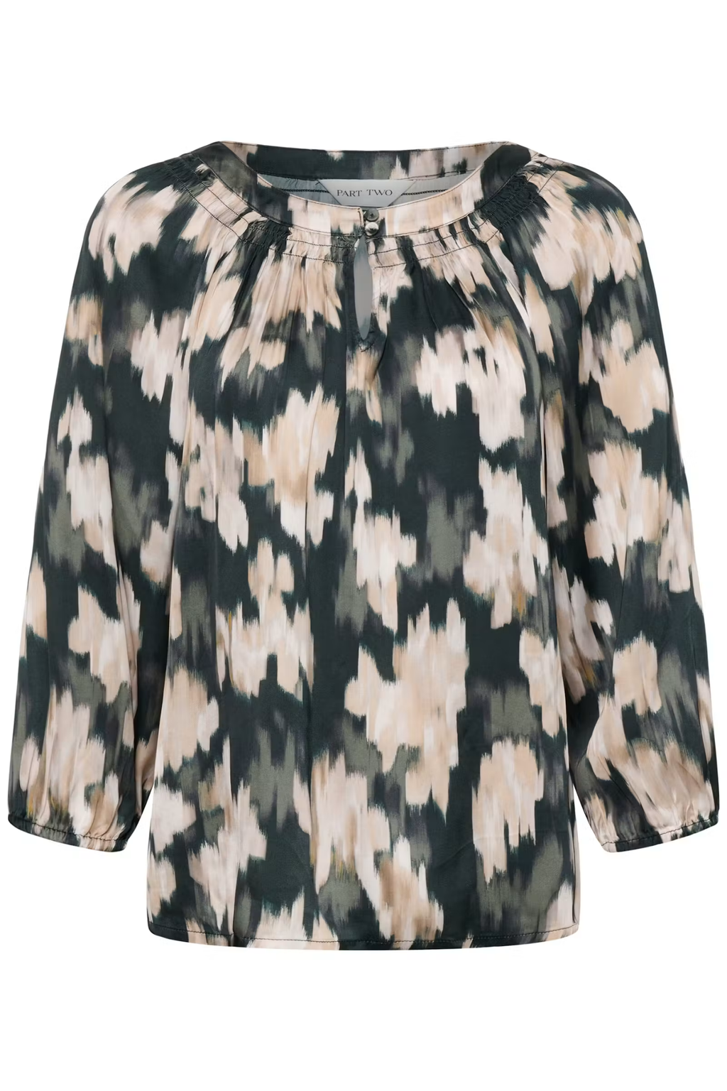 Shop the Part Two CatinPW Blouse in Green Blurred Flower Print. A gorgeous autumn blouse with a soft floral print, perfect with denim or trousers.