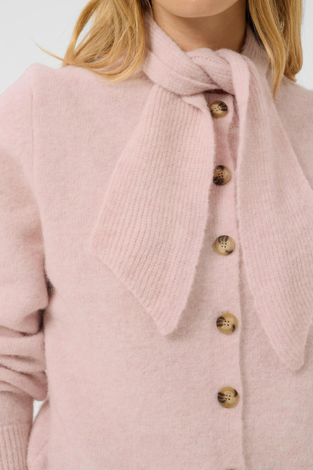 Part Two ChaniePW Cardigan Light Pink Melange 30310843 by Part Two, shop Part Two at Dotique for soft knitwear.