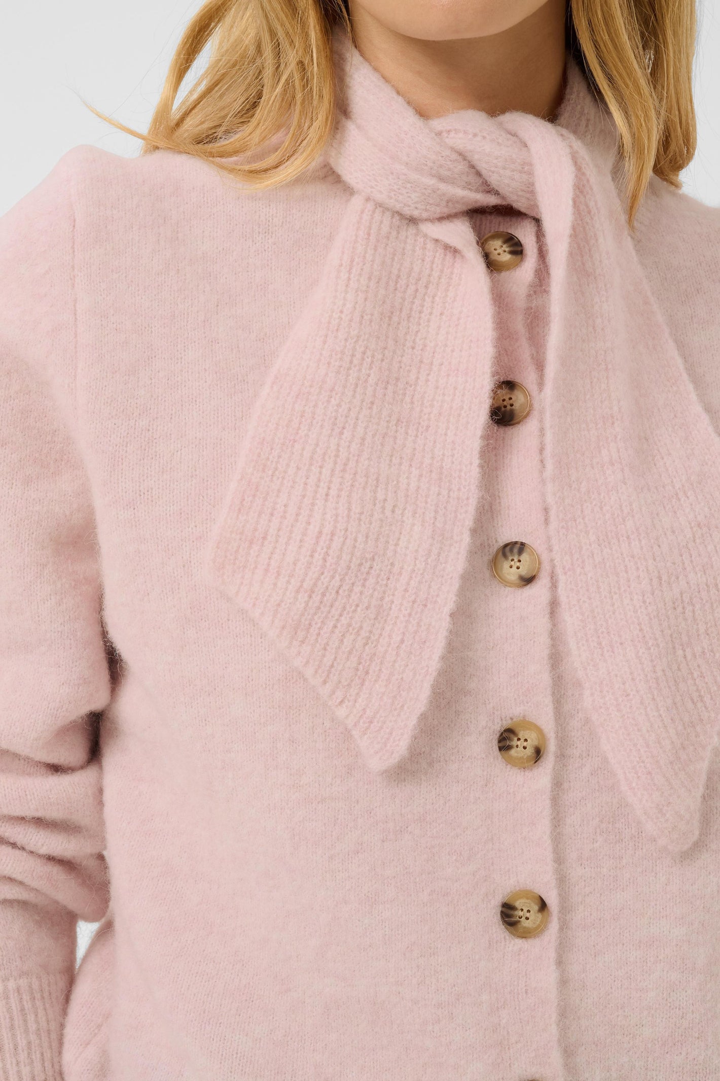 Part Two ChaniePW Cardigan Light Pink Melange 30310843 by Part Two, shop Part Two at Dotique for soft knitwear.