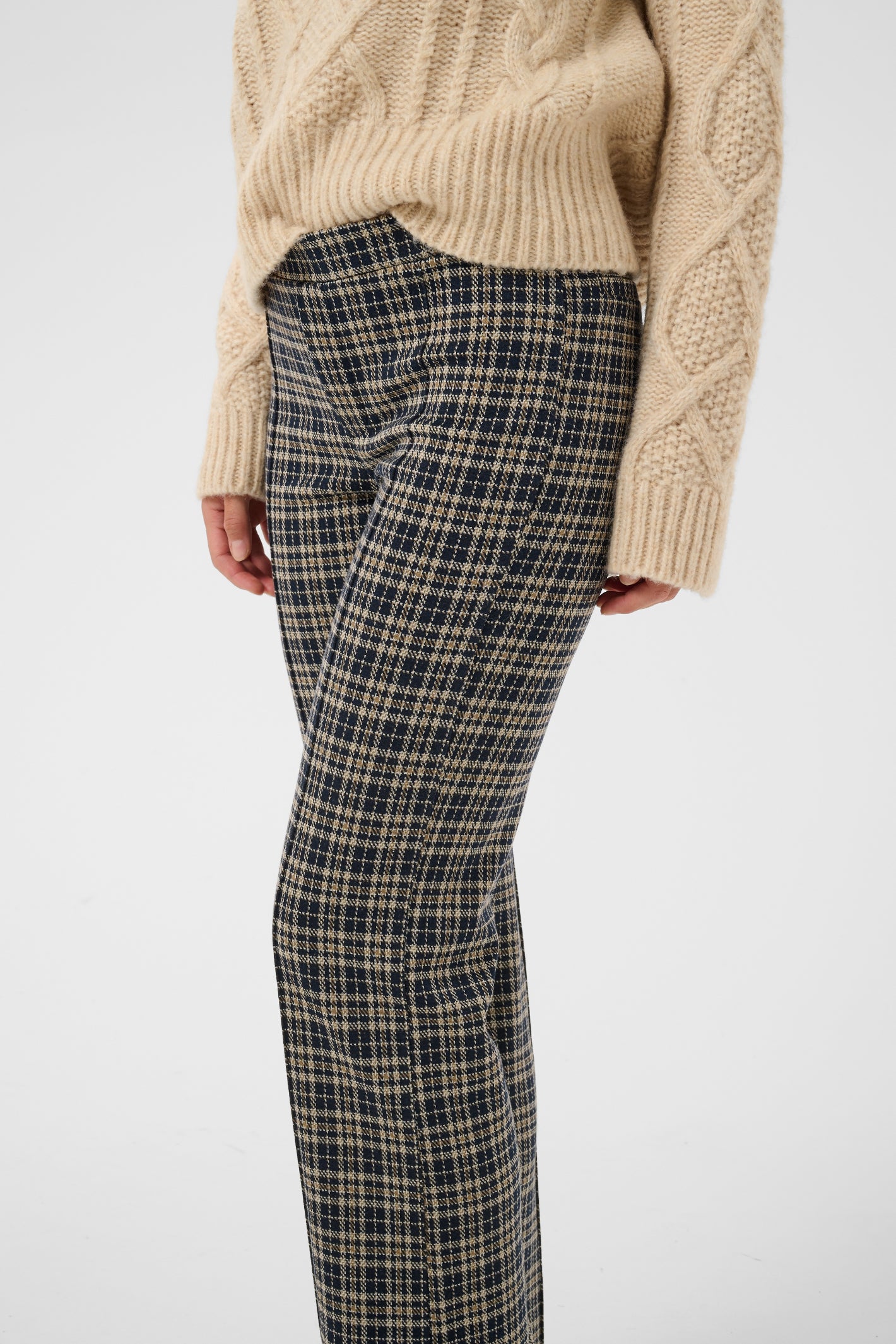Part Two PontasPW Trousers Dark Navy Check 30305506