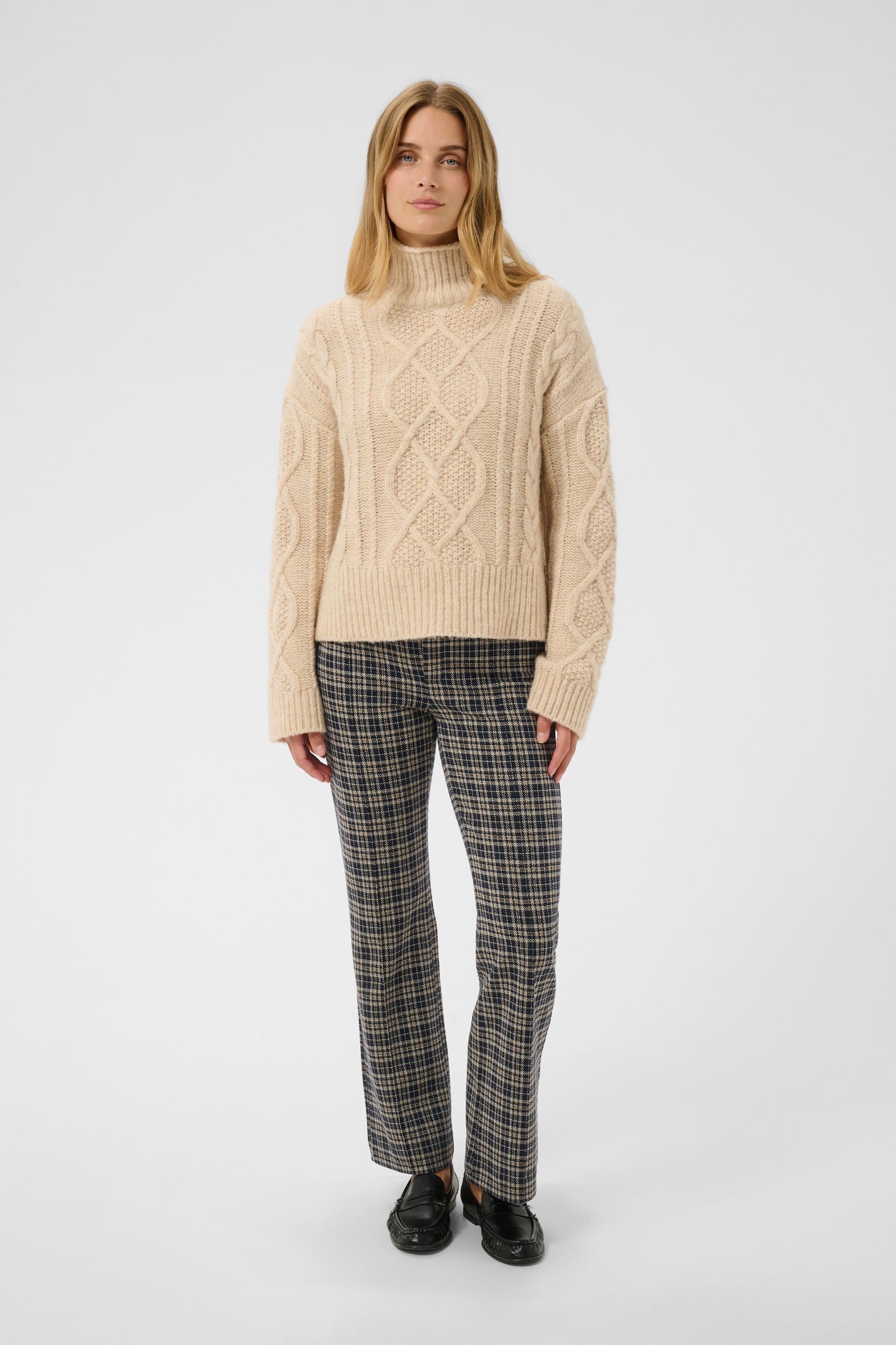 Part Two PontasPW Trousers Dark Navy Check 30305506