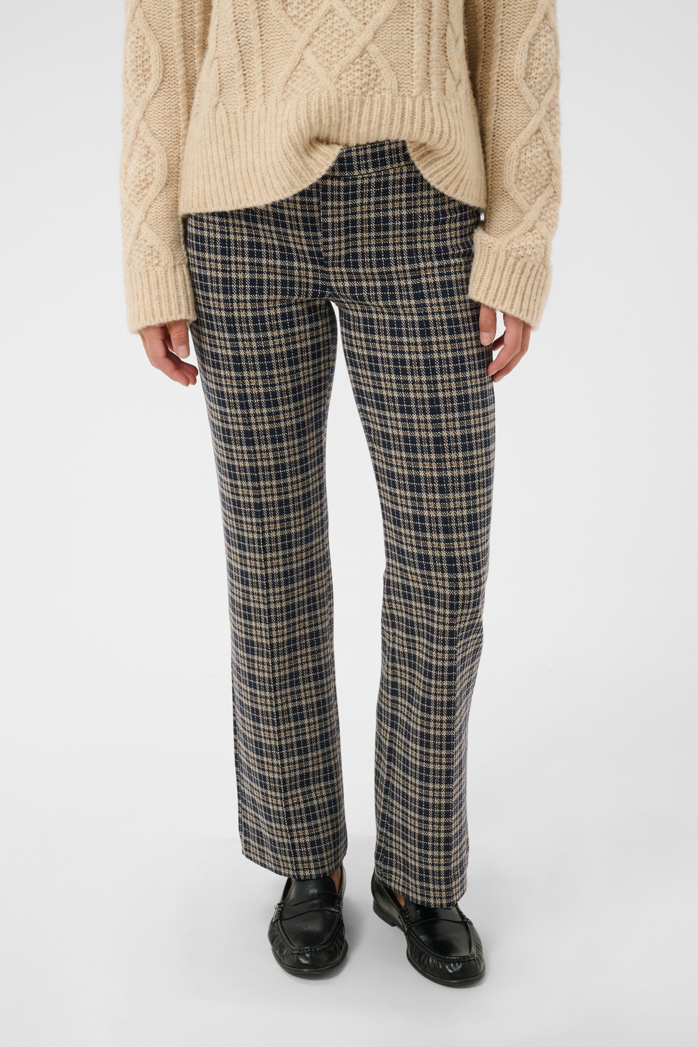 Part Two PontasPW Trousers Dark Navy Check 30305506